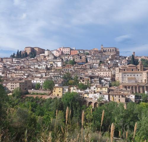 vistas a una ciudad con edificios en una colina en Le Stagioni, en Loreto Aprutino