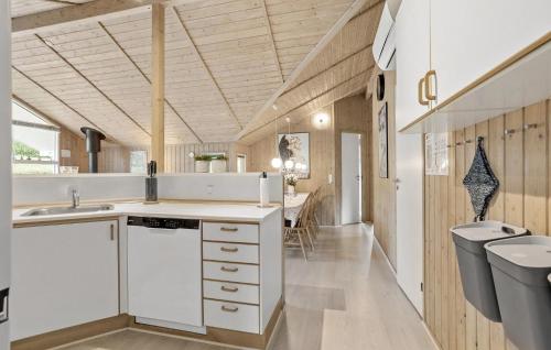 - une cuisine avec un lavabo et des toilettes dans la chambre dans l'établissement Lovely Home In Rudkbing With Wifi, à Spodsbjerg