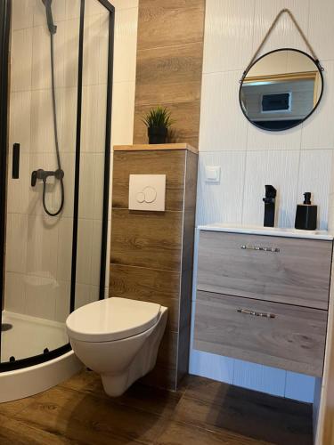 Koupelna v ubytování Domki Zuzanna