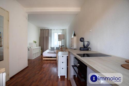 une cuisine avec un évier et un plan de travail dans l'établissement Acropolis Neighbourhood Studio, à Nice