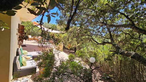 a house with a view of a yard with trees at Sardinian Seaside Retreats in Badesi