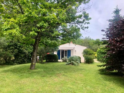 a small white house with a tree in the yard at Annonce supprimée in Dolus d'Oléron