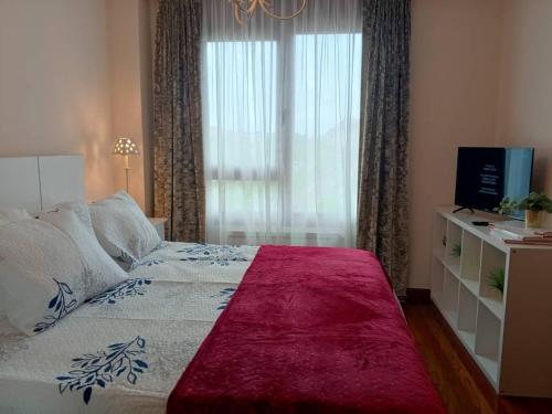 Apartamento Familiar SARDINERO RH 20 في سانتاندير: غرفة نوم بسرير كبير مع نافذة