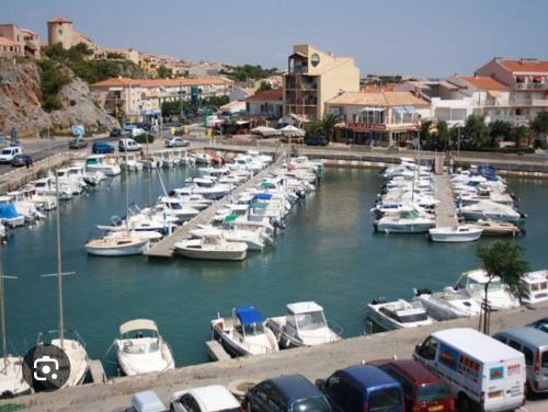 a bunch of boats parked in a marina at Chez nous in Fleury