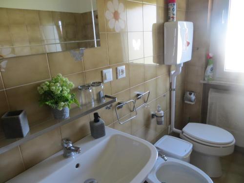 łazienka z umywalką i toaletą w obiekcie 5 Palme w mieście Terzo dʼ Aquiléia