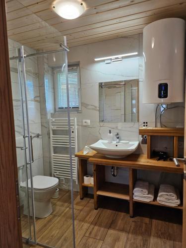 Koupelna v ubytování Apartments Anž'k