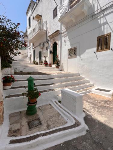 a green fire hydrant in front of a building at Casa Mirabilis 44 in Ostuni