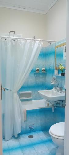 bagno con servizi igienici e lavandino di VASIANA Country House a Razáta
