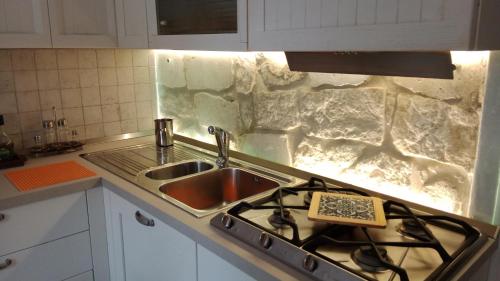 un bancone da cucina con lavello e fornello di Appartamento bilocale ERICA a Monteriggioni