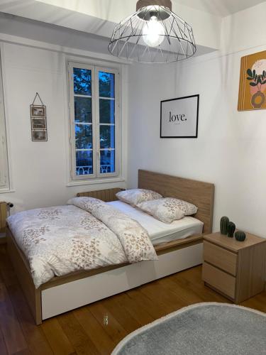 une chambre avec un lit et une fenêtre dans l'établissement Appartement Dijon le Zola, à Dijon