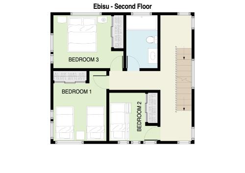 a plan of the second floor of a house at Ebisu in Kutchan