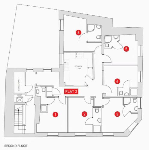 Pelan lantai bagi Darwin Stays - Service Accommodation in Newcastle under Lyme City Centre