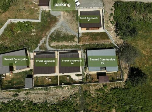an overhead view of a building with a roof at Ideal six-person villa for large families with pets, featuring barbecue and spacious yard Svaneti Сountryside 1 in Shkaleri