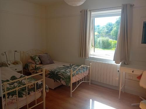 a bedroom with two bunk beds and a window at Galway Riverside Retreat in Galway