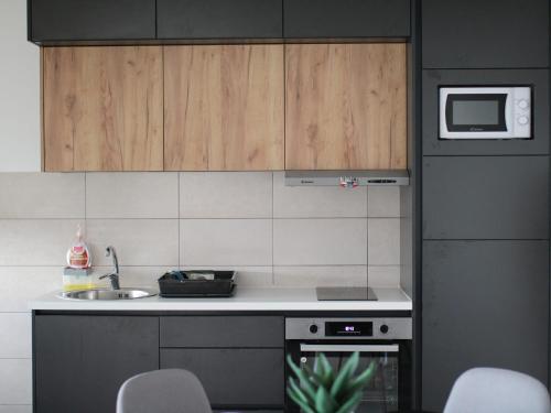 Kuchyň nebo kuchyňský kout v ubytování Apartman Gray 82