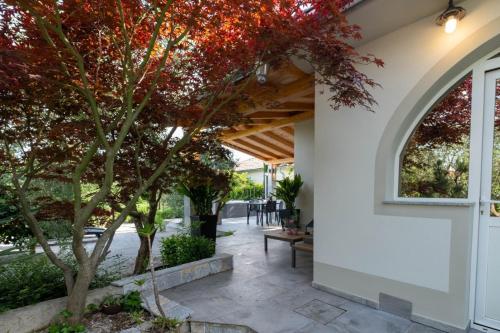 an arched doorway to a patio with a tree at Villa Kosta in Krk