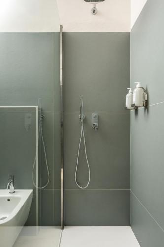 a bathroom with a shower and a sink at Villa Il Platano in Como