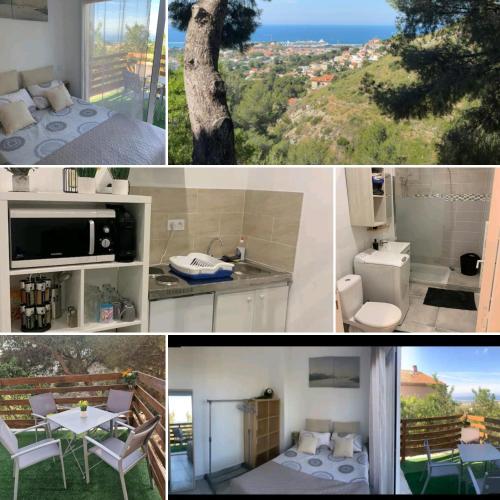 un collage de photos d'une maison avec vue dans l'établissement Appartement Verduron haut, vue Mer, à Marseille
