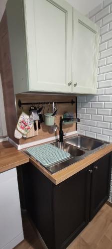 eine Küche mit einer Spüle und einer Arbeitsplatte in der Unterkunft Casa vacanze Margherita in Laterza
