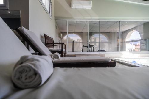 a close up of a towel on a table in a room at Hotel Almería in Salta