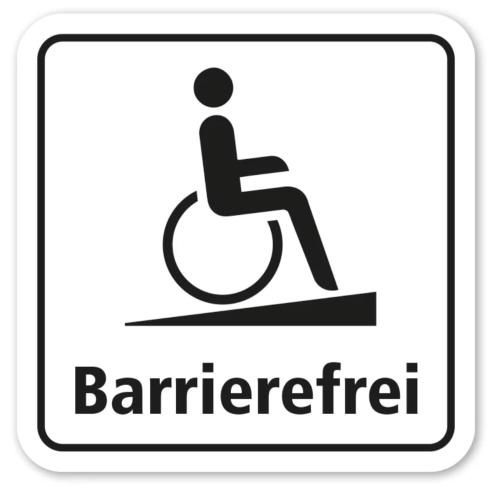 a sign for a person sitting on a wheelchair at Homey Apartments Harbor Suite - Parking Two Bathrooms Netflix Sea view in Bremerhaven