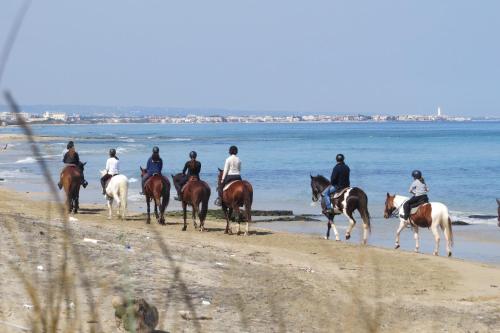 a group of people riding horses on the beach at RESIDENCE TERRAE Intero appartamento 2 CAMERE MATRIMONIALI in San Ligorio