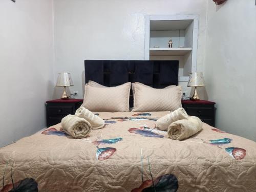 En eller flere senge i et værelse på Traditional apartment in the center of Agadir
