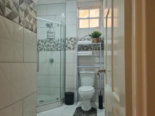 e bagno con servizi igienici e doccia. di Rivière Chateau - Gros Islet a Gros Islet