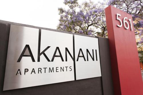 a sign for a aklanant apartmentments building at Akanani Apartments in Pretoria