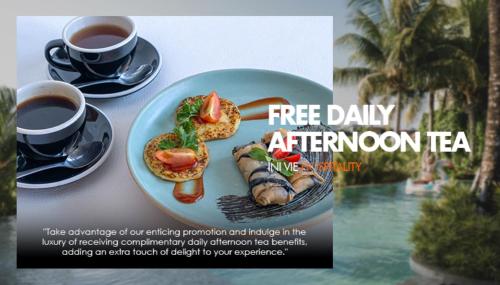 a flyer with a plate of food and a cup of coffee at Astera Resort Canggu by Ini Vie Hospitality in Canggu