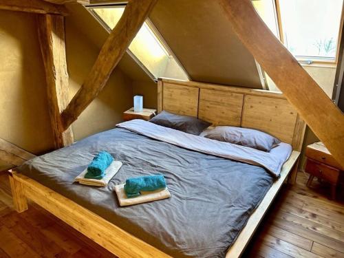 Postel nebo postele na pokoji v ubytování Deichhasenhof Comfortable holiday residence