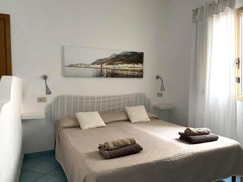 een slaapkamer met een bed met 2 kussens erop bij Rosa Dei Venti Marettimo in Marettimo