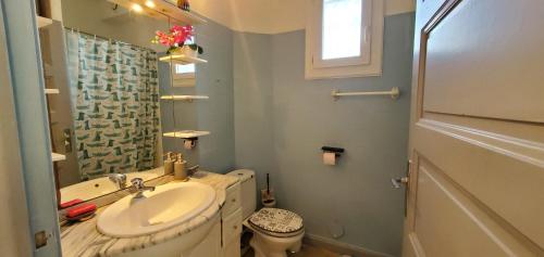 une salle de bain avec un lavabo et des toilettes dans l'établissement vadon geneletti, à Fréjus