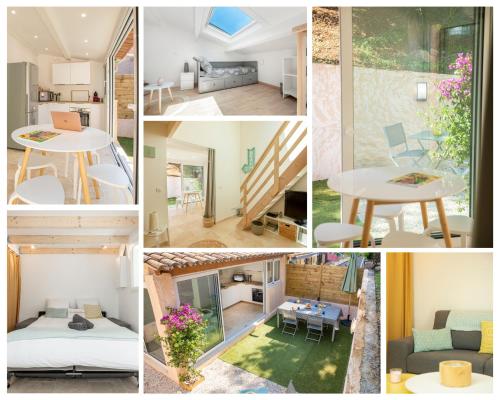 un collage de photos d'une maison dans l'établissement La Maison de la mer, Golfe de saint-tropez, à Gassin