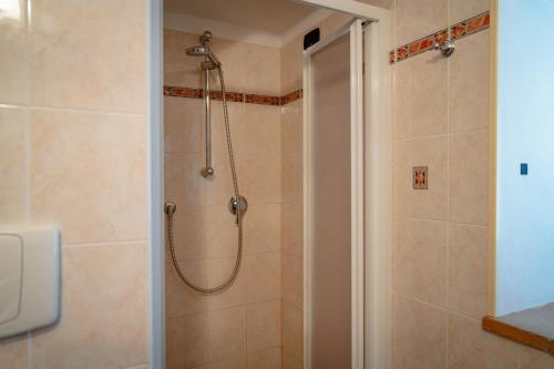 a shower with a shower head in a bathroom at L'Antico Gabbiano B&B in San Casciano in Val di Pesa