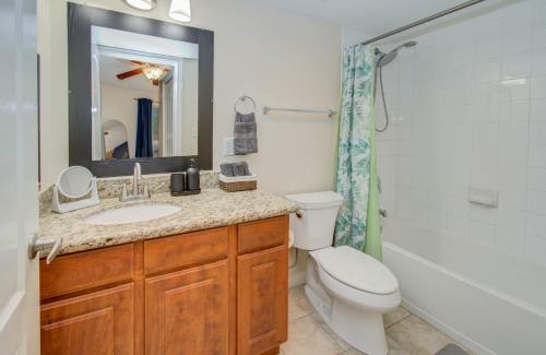 a bathroom with a sink and a toilet and a shower at 3 Bedrooms Spacious Central Condo w Pool in Houston