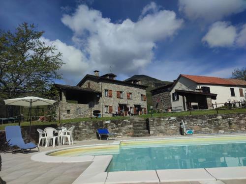 une maison et une piscine en face d'un bâtiment dans l'établissement Casa Vacanze Rovere, à Pianelleto