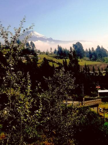 a mountain in the distance with a field and trees at Cosme Andres Pujilí in Pujilí