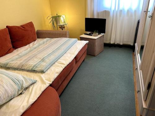 a hotel room with a bed and a television at AUSZEIT für DICH in Himmelkron
