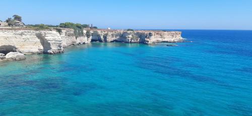 an aerial view of the ocean near a rocky coast at Villa Fabiana in Torre dell'Orso