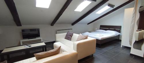 sala de estar con sofá y cama en Olimpico, en Turín