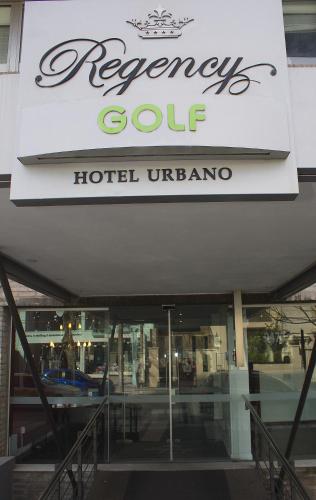 a hotel entrance with a sign that reads recovery gulf at Regency Golf - Hotel Urbano in Montevideo