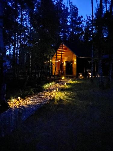 DOMEK W BRZOZACH nad jeziorem z balią na wyłączność