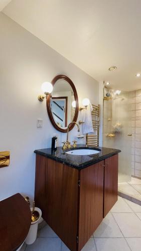 a bathroom with a sink and a mirror at ApartmentInCopenhagen Apartment 1631 in Copenhagen