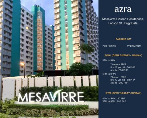 un cartel para el complejo de apartamentos Meadowire en AZRA Bacolod at Mesavirre Garden Residences en Bacolod