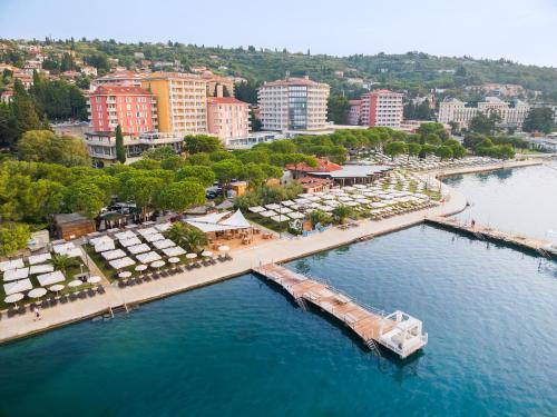 an aerial view of a resort with a marina at Hotel Neptun - Terme & Wellness Lifeclass in Portorož