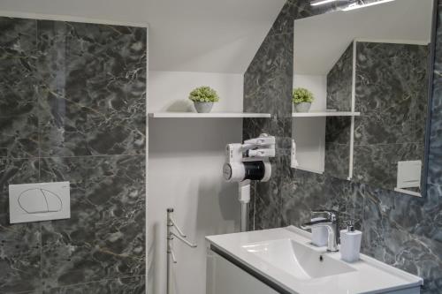 上拉德戈納的住宿－Apartmaji Živa，一间带水槽和镜子的浴室