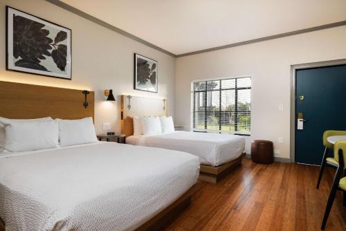 Habitación de hotel con 2 camas y ventana en Inn Marin and Suites, Ascend Hotel Collection en Novato