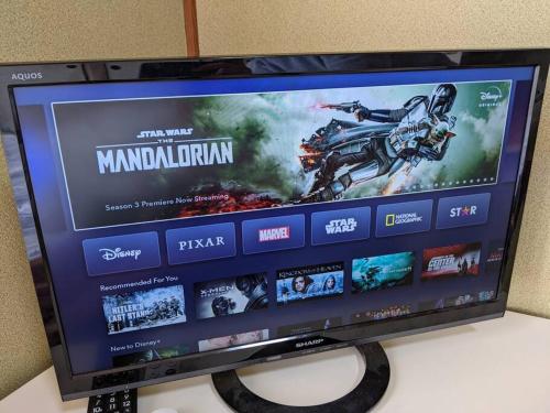 a computer monitor with a video game on the screen at Oiwake House 1A in Karuizawa