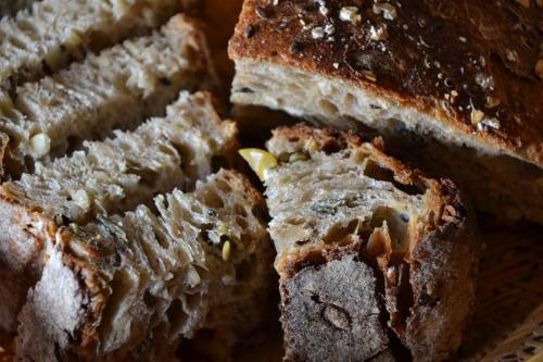 a close up of two slices of bread at Gites de la Soulondre in Lodève
